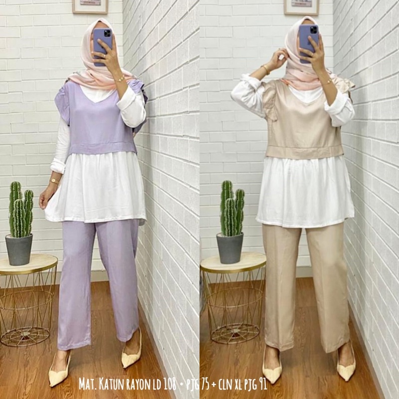 setelan celana katun rayon