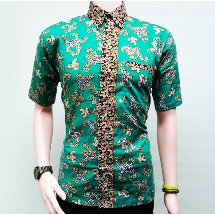 Batik pria / Batik pekalongan / Kemeja batik Pria lengan pendek 20 - Abu -abu Tua- M