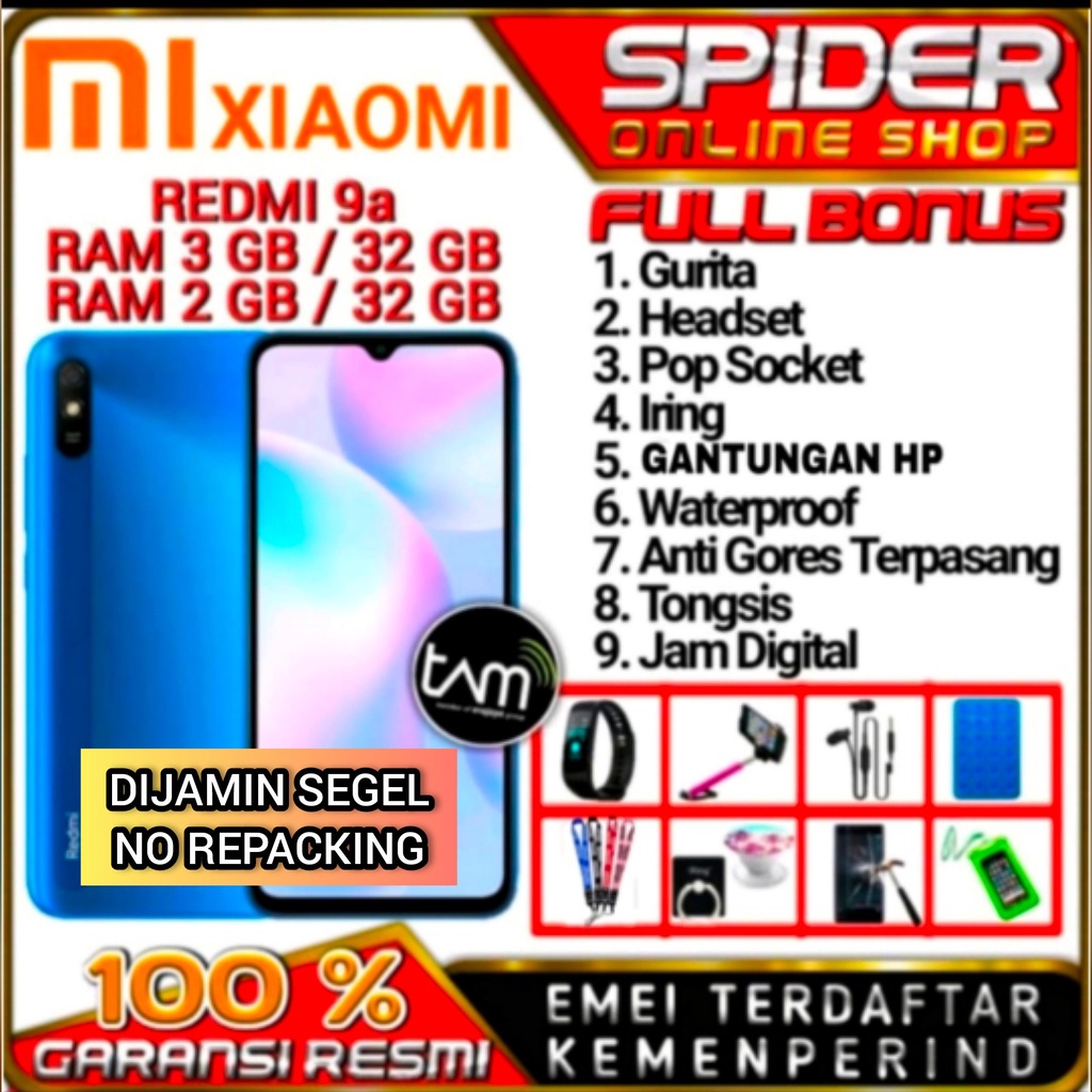 XIAOMI REDMI 9A 2/32 &amp; 3/32 RAM 3 ROM 32GB GARANSI XIAOMI TAM