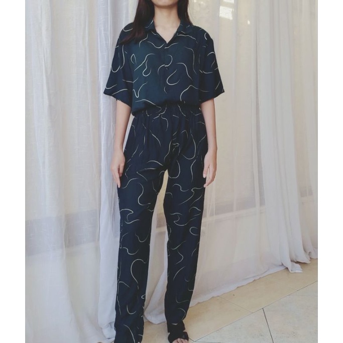 One Set Setelan Tie Dye Bali Kemeja Lengan Pendek - ONE SET Piyama Tie Dye Wanita & Pria GROSIR-3