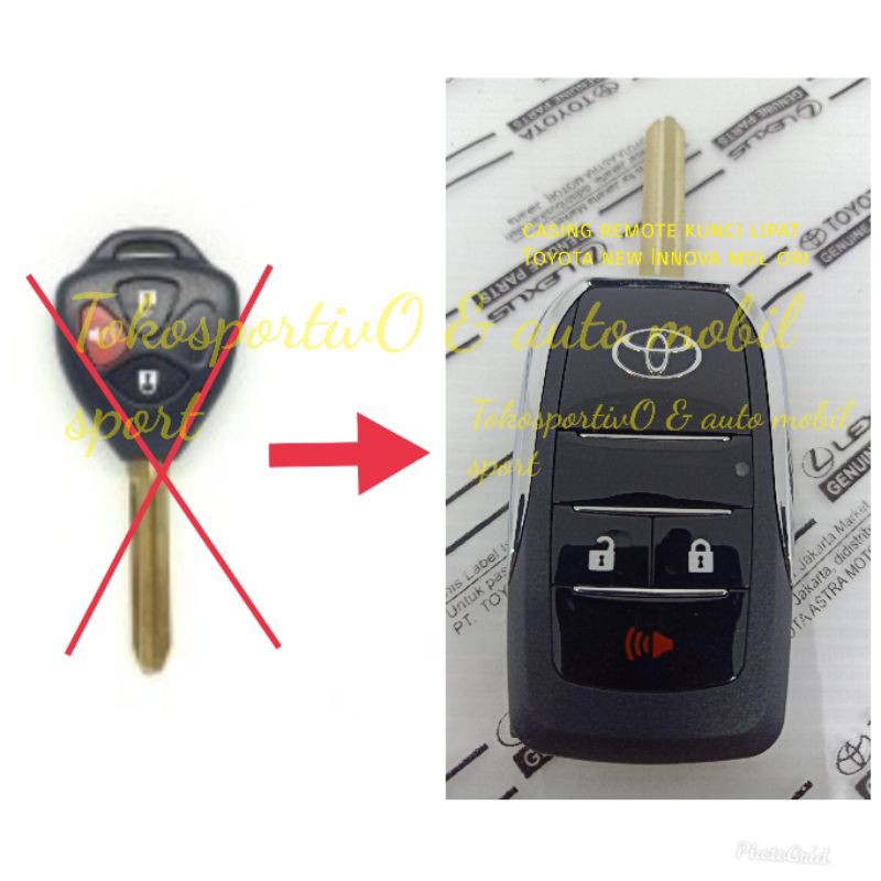 Casing Remote kunci Toyota Innova lama model style kunci lipat 2005-2011 buat pengganti kunci lama