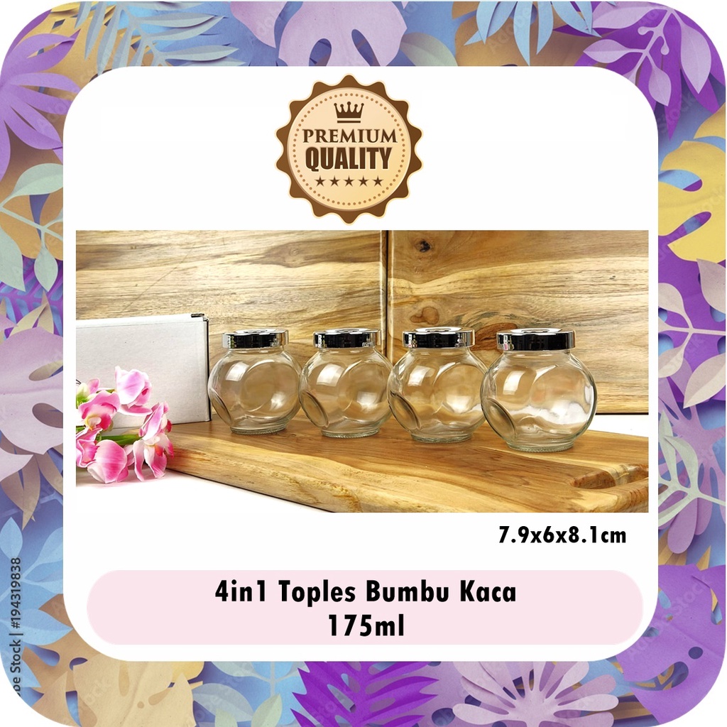 [Set 4pcs] Toples/Botol Bumbu  Mini Miring Kaca 175ml