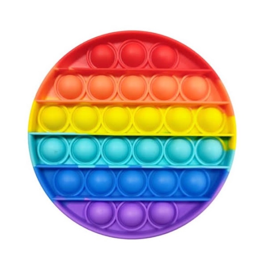 Mainan Pop It Fidget Toys Medium Rainbow BTS / Cetekan Squishy Bubble (KEKINIAN & MENYENANGKAN)-LINGKARAN RAINBOW