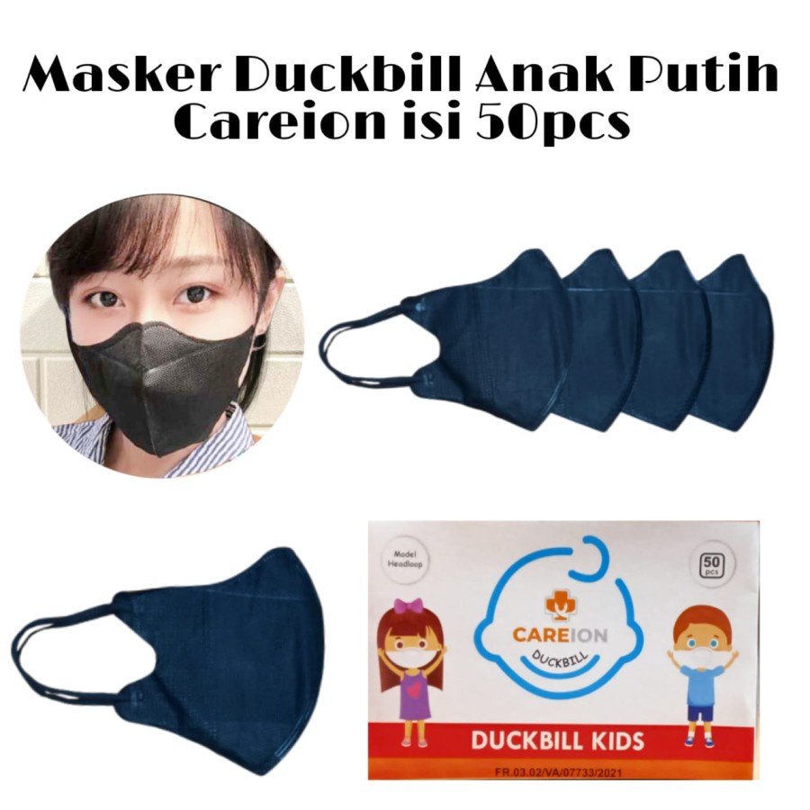 MASKER DUCKBILL CAREION ANAK 3PLY EARLOOP ISI 50PCS MASKER CAREION DUCK BILL ANAK POLOS FACE MASK 3D ISI 50PCS