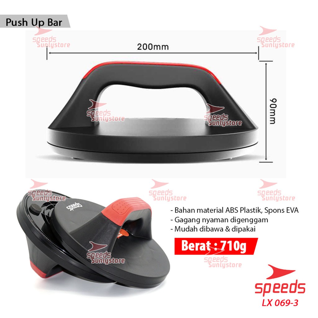SPEEDS Push Up Board Push Up Stand Alat Bantu Push Up Alat Olahraga Fitness 069-4-069-3 MERAH HITAM