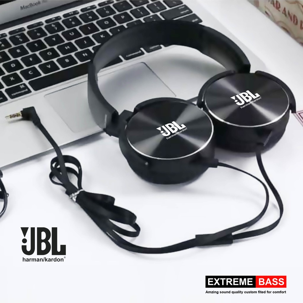 Headphone JBL earphone audio mega bass XB450 AP headset besar + mic kabel support ios android - realoneacc