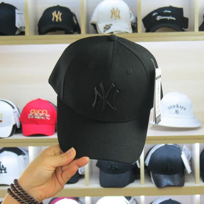 Topi New York NY Full Black Metal Plat Hitam Baseball Cap