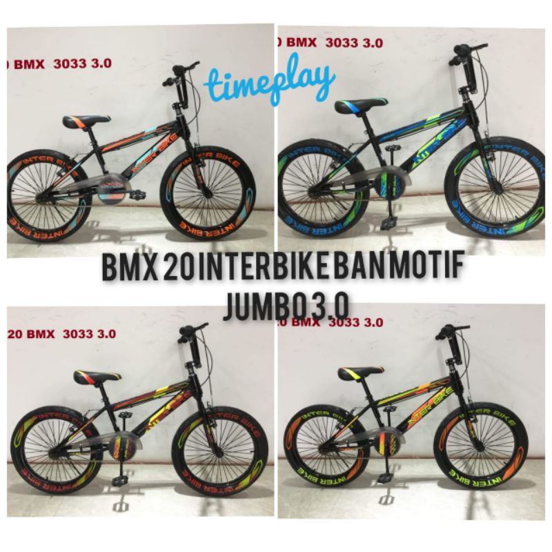 Interbike Sepeda Bmx 20 Inch ban jumbo 3.0 motif Garpu Oversized Interbike ic 3033 3.0