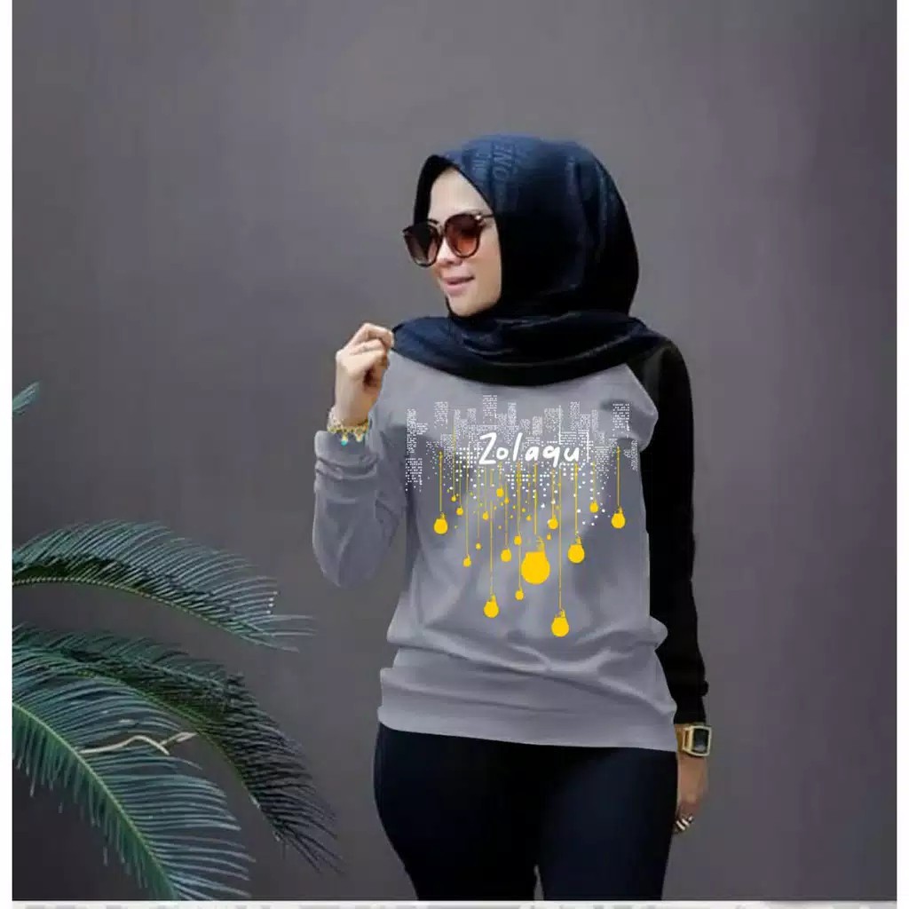 BAJU SWEATSHIRT CEWEK ZLQ LAMP-KAOS JUMPER WANITA LENGAN PANJANG-BAJU SWEATER KEKINIAN