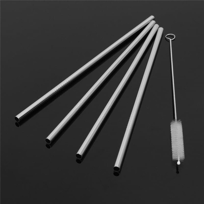 Sedotan Stainless Straw Besi Sikat Pembersih Anti Karat 678