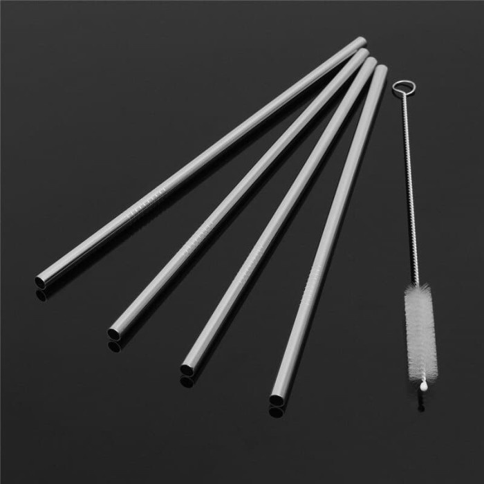 Sedotan Stainless Straw Besi Sikat Pembersih Anti Karat 678