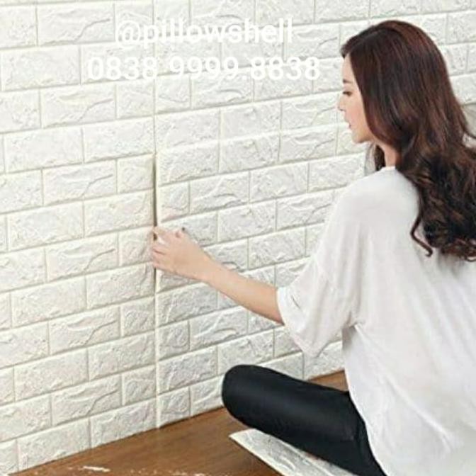 Terlaris Wallpaper Putih Brick Foam Limited