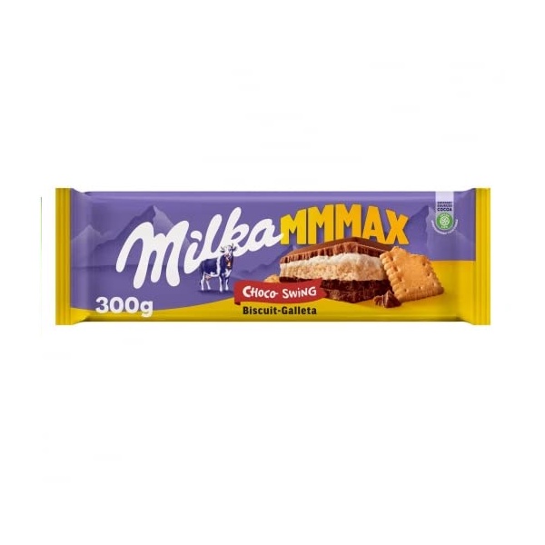 Coklat Milka Chocolate Bar Mmmax Choco Swing Biscuit Galleta 300 Gram