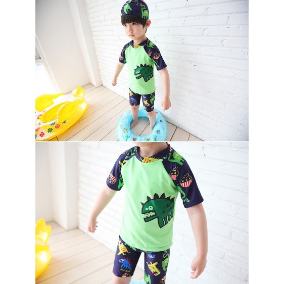 BR3-Baju Renang Anak Laki Dino Import 3in1 Set.