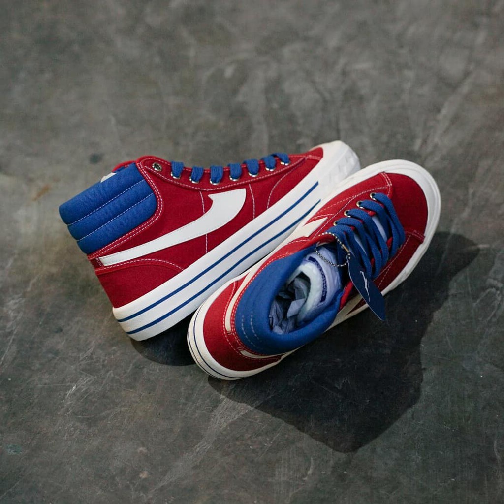 Sepatu Compass Retrograde Hi [White Red/Red White Blue/Black White/Blue Gum]-Red Blue
