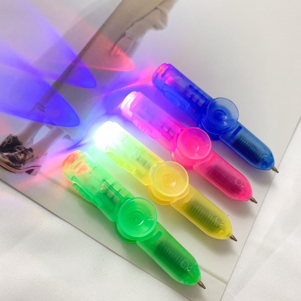 PULPEN LED SPINNER SET 1 LUSIN PEN LAMPU MINI UNIK LUCU IMPOR TERMURAH BOLPOIN GEL PREMIUM QUALITY