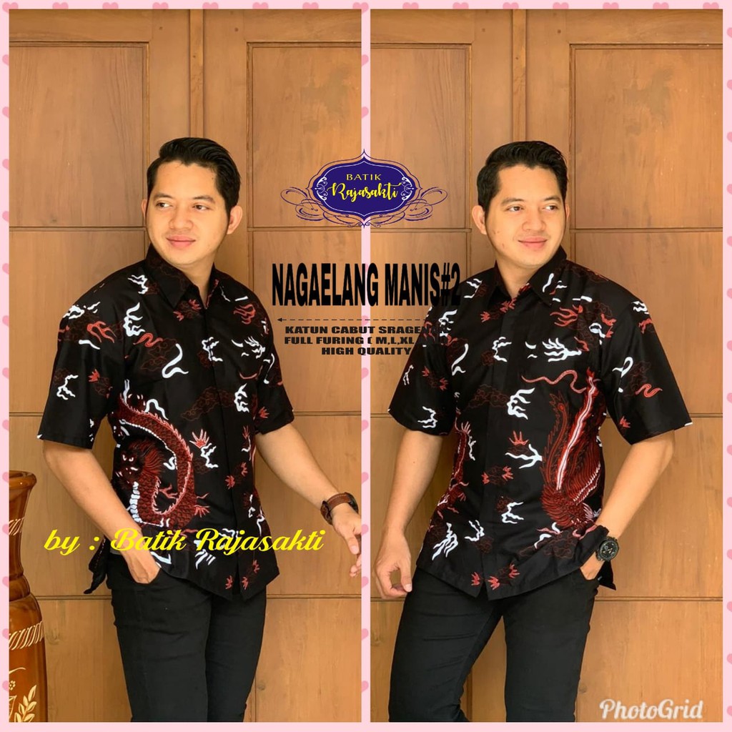 NAGAELANG MANISPEN Kemeja Batik Pria Lengan Pendek Katun Halus FULL FURING Rajasakti