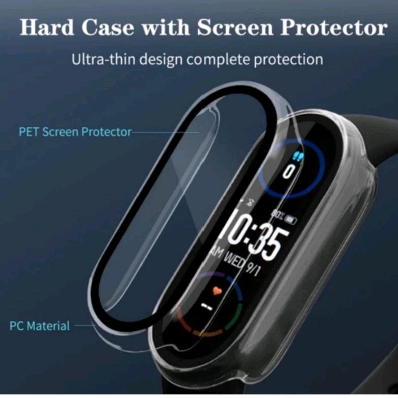 BUMPER CASE XIAOMI MI BAND 7 6 5 4 3 CASING TEMPERED GLASS ANTI GORES PELINDUNG LAYAR XIAOMI MI BAND 7 6 5 4 3  SMARTBAND SMARTWATCH GELANG STRAP XIAOMI MI BAND 7 6 5 4 3 SILICONE SILICON SILIKON FULL COVER XIAOMI MI BAND 7 6 5