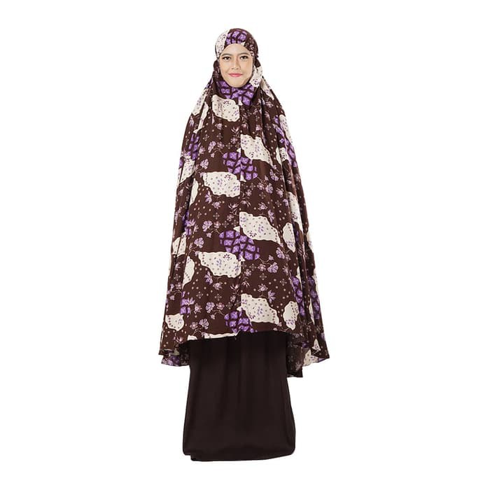 Mukena Tazbiya Batik Garden Brown (Mukena Rayon Premium Dewasa) Diskon