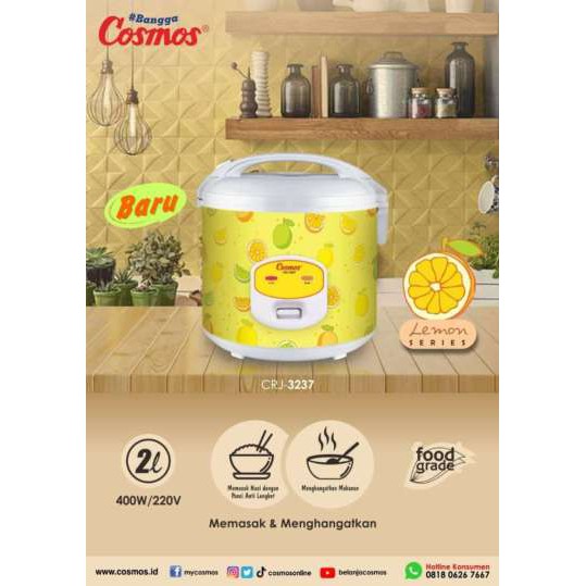 COSMOS Rice Cooker 2 Liter Anti Lengket CRJ 3237 / Magic Com - Garansi 1 Tahun