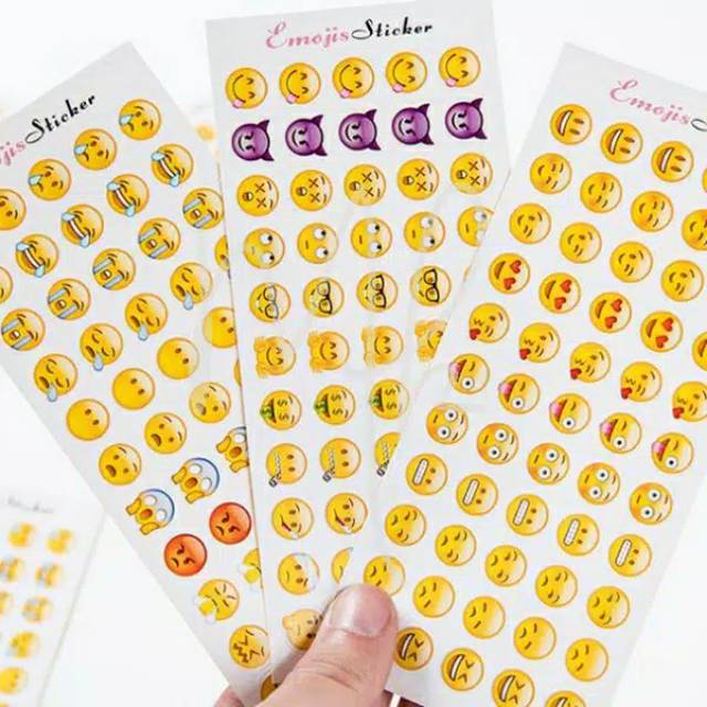 

12 Lembar/pack Sticker emoji HP Stiker Gadget Diary Jurnal Journal