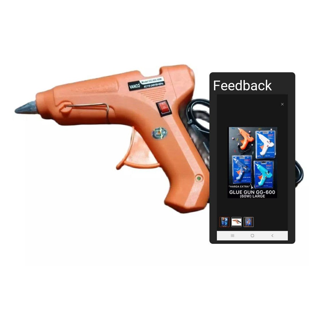 VANCO GLUE GUN BESAR 60 WATT / LEM TEMBAK VANCO GG-600 / HOT MELT GLUE GUN