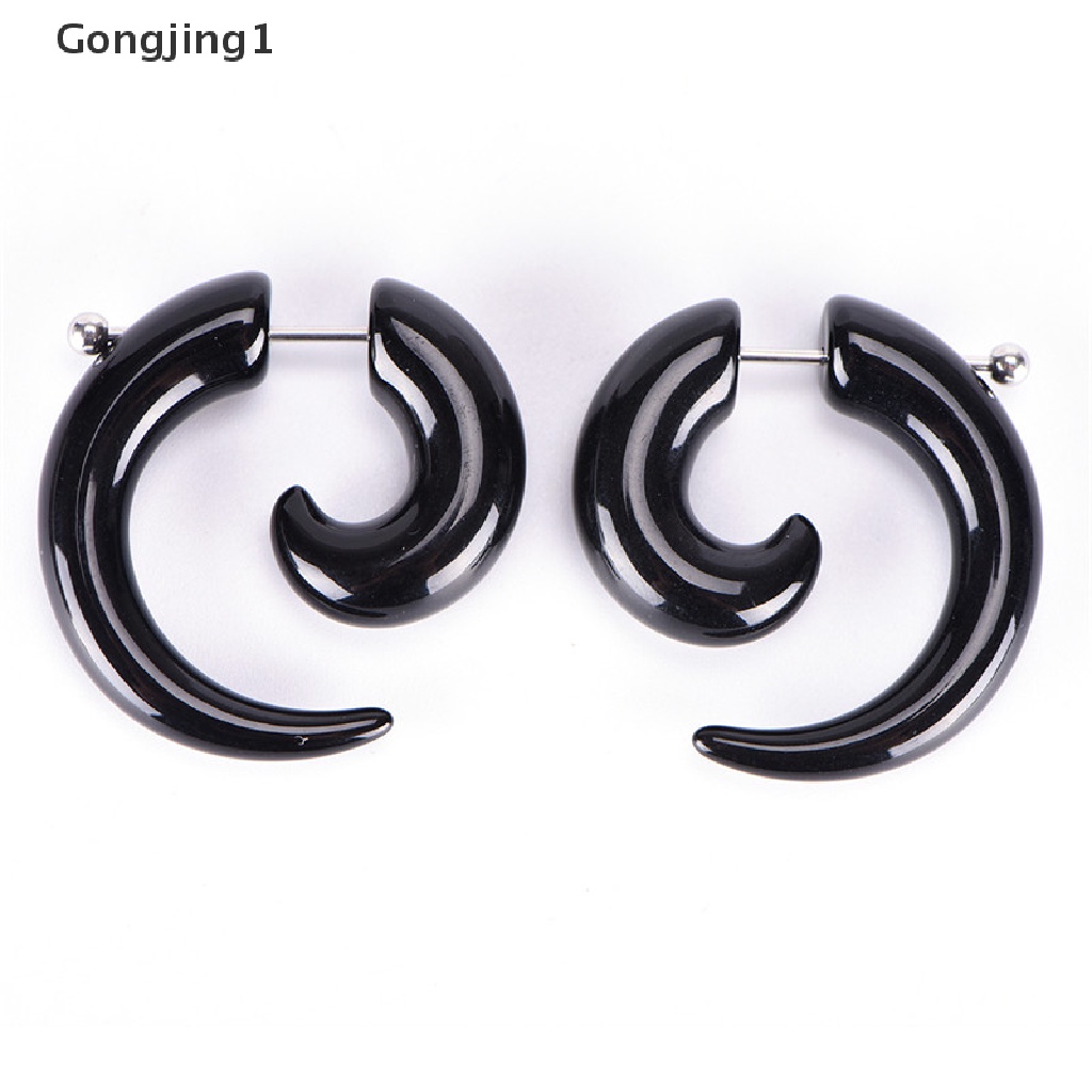 Gongjing1 Anting Tusuk Gaya Gothic Punk Bentuk Siput Bahan Akrilik Warna Hitam Untuk Pria / Wanita