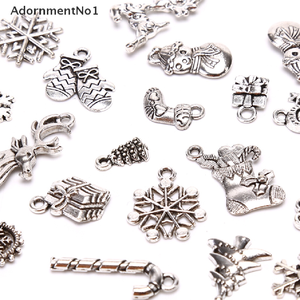 (AdornmentNo1) 19pcs / Set Liontin Silver Tibet Motif Natal Untuk Aksesoris Perhiasan Charms