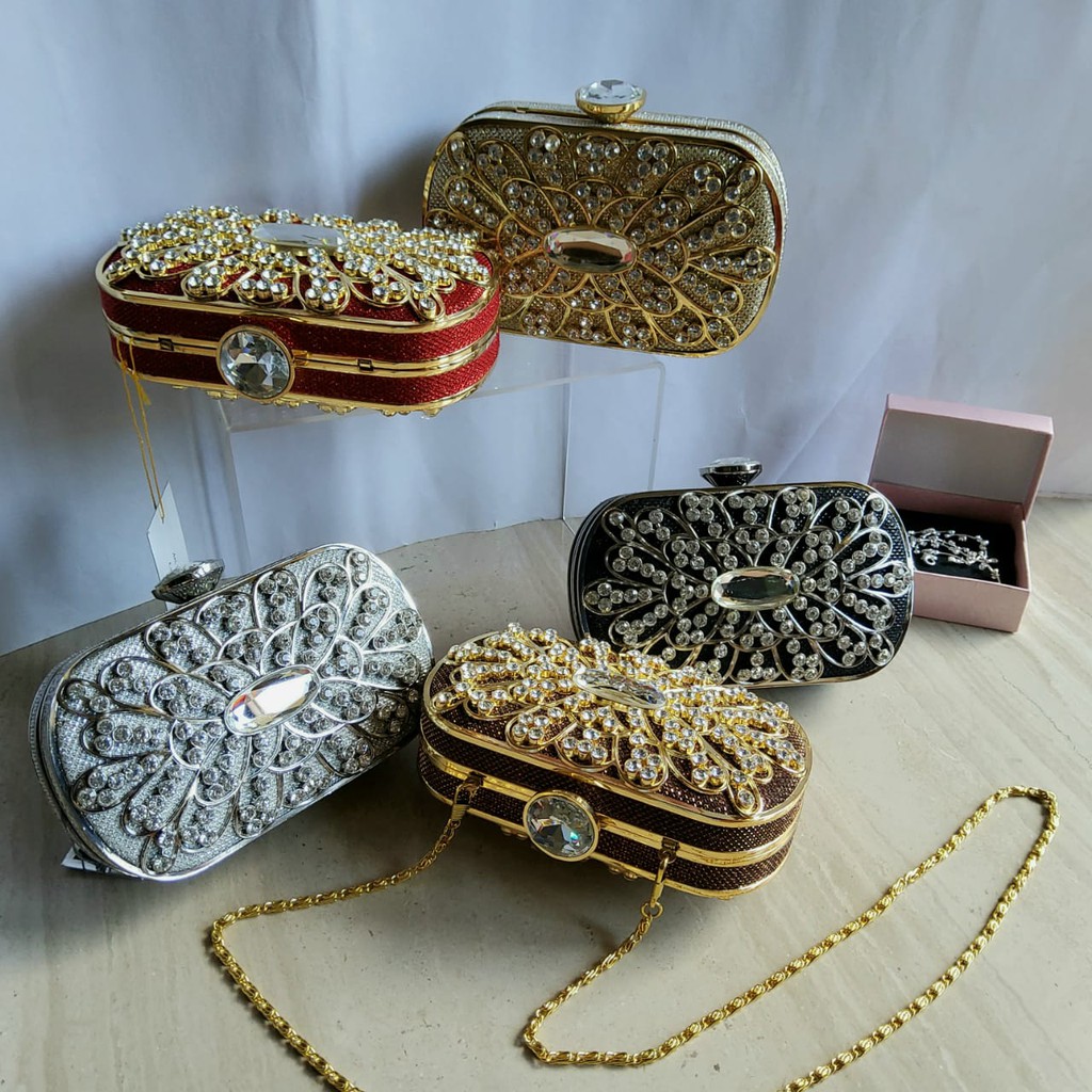 Tas Pesta Farnell Diamond Clutch Crystal Swarovsky Berlian 2663 Kondangan Bling Kristal Mewah