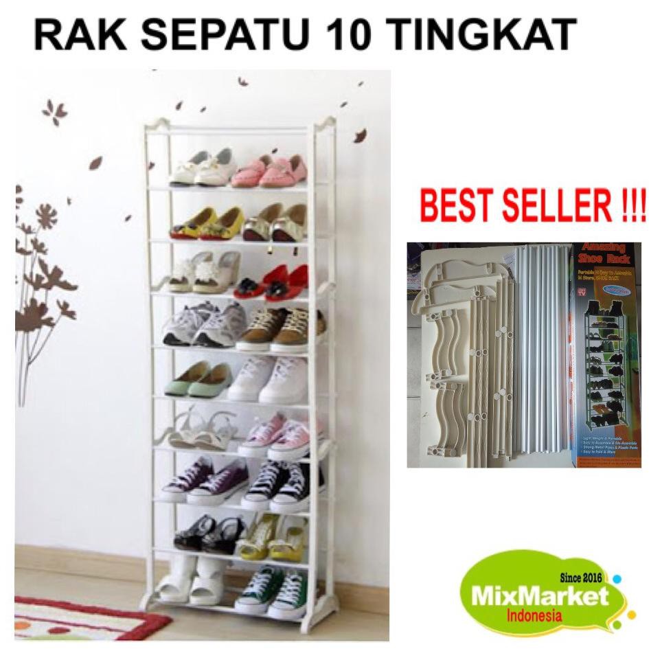 Ncs 24 Amazing Shoes Rack Rak Sepatu 10 Tingkat Mmi 1300 Gr Cðm Me R Cial Shopee Indonesia