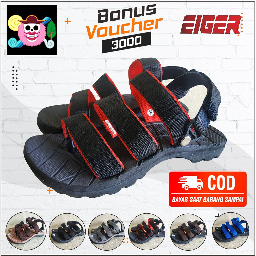 SANDAL / SANDAL PRIA / SANDAL MURAH / SANDAL GUNUNG ERGER BAN 2 HITAM ...