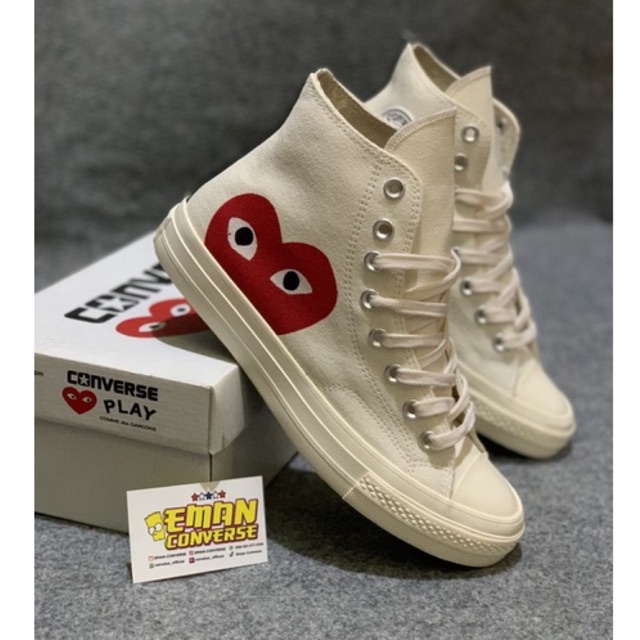 sepatu converse 70s CTAS HI CDG PLAY HI BROKEN WHITE 100% BNIB