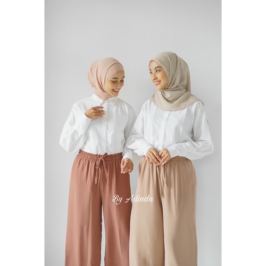 Celana Airflow crinkle kulot Flowy Pants Basic Tali Polos Celana Panjang Ruby Cullote Flowy