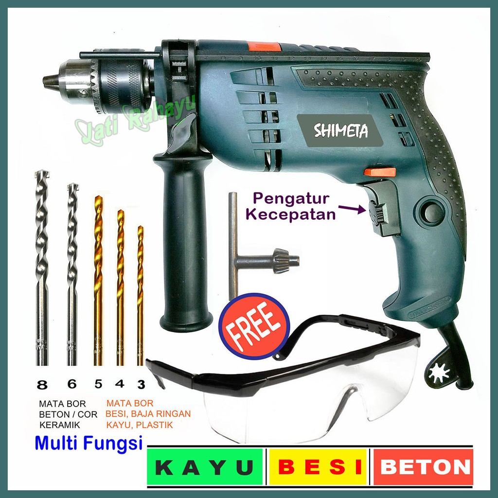 MESIN BOR 13mm IMPACT DRILL BOLAK BALIK SHIMETA