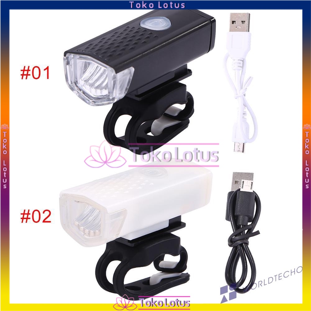 Lampu Depan Sepeda Gunung ABS Port USB Rechargeable Super Terang