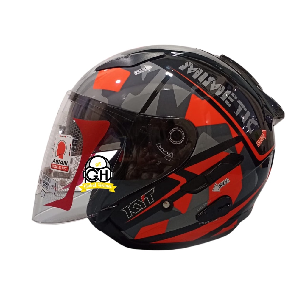 HELM GALAXY FLAT R#4 BLACK RED FLUO DOUBLE VISOR HALF FACE