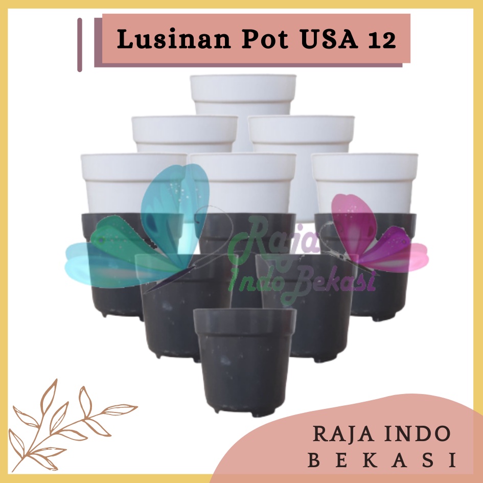 Rajaindobekasi Lusinan Isi 12pcs Pot Usa Eiffel 12 Putih Hitam Pot Plastik Mini Kaktus Murah Lucu - Pot 12 Cm Putih Hitam Tinggi - Pot Eiffel Eifel Efiel Effiel Tinggi 12