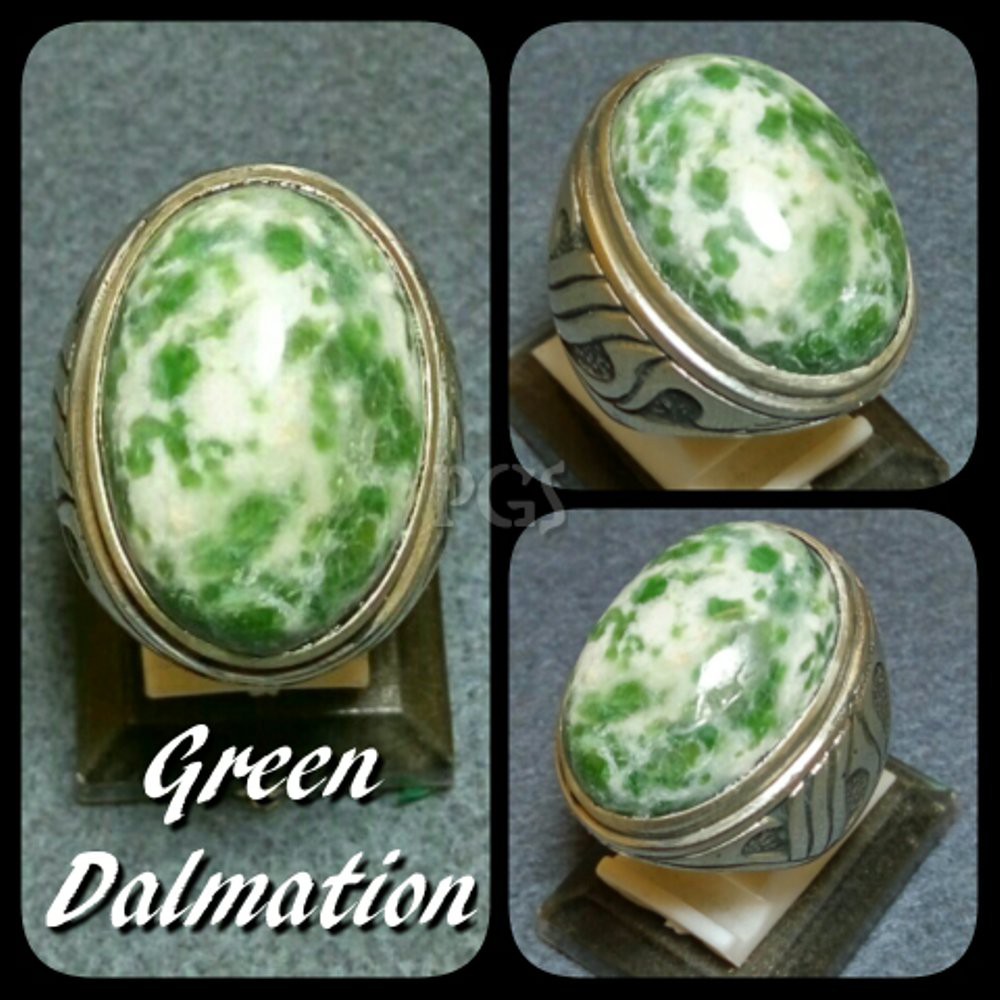 CINCIN BATU AKIK GREEN DALMATION HIGH QUALITY TERMURAH