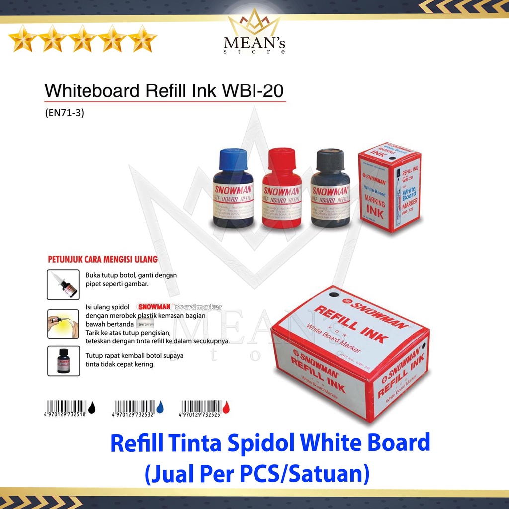 

Tinta Spidol White Board Snowman WBI-20 / Reffil Spidol White Board