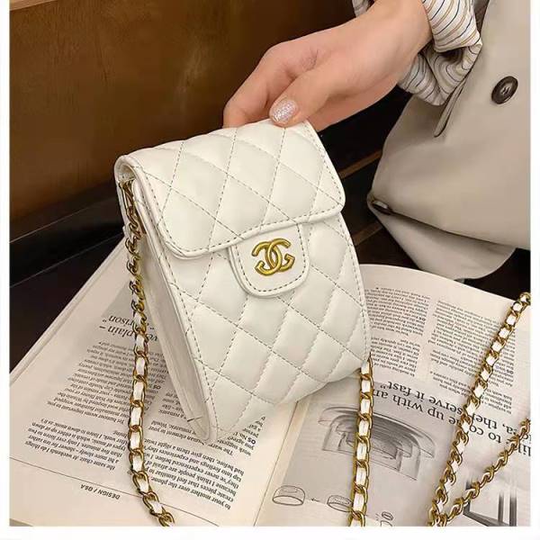 BJ60410 - BLACK/WHITE - TAS DOMPET HP CC SLEMPANG TALI RANTAI WANITA FASHION IMPORT MODIS ELEGAN TERMURAH TERLARIS TERBARU BAGSTORE JAKARTA TAS BATAM ZC0410