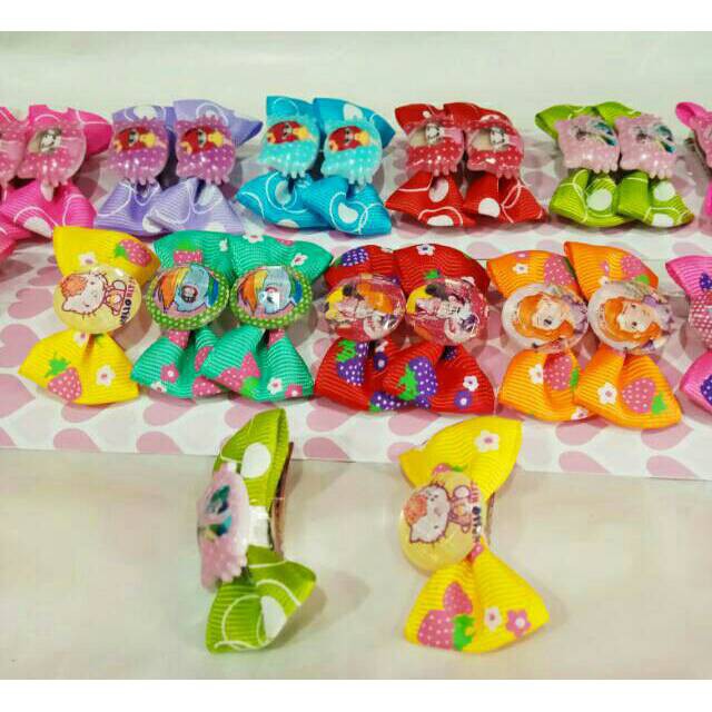 grosir  Jepit pita rambut isi 20 pcs karakter random.