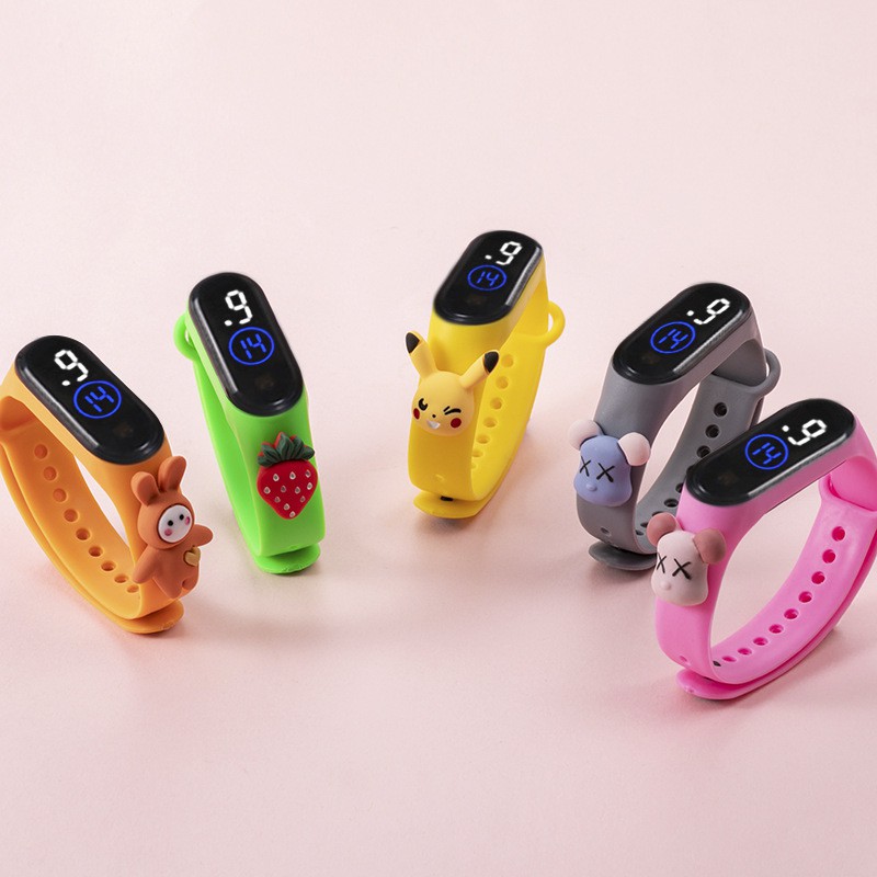 Jam Tangan Anak LED Waterproof Motif Kartun Karakter Mickey Pikachu Tahan Air Waterproof