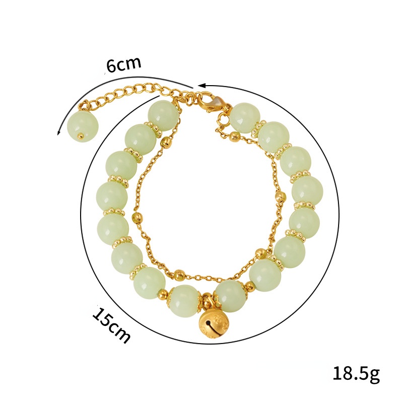 Perhiasan Gelang Giok Hetian 24K Motif Daun Lonceng Dapat Disesuaikan Untuk Wanita