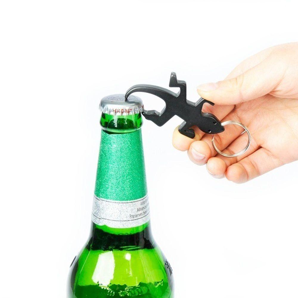 [Elegan] Pembuka Botol Kartun Novelty Aluminium Bentuk Cicak Gantungan Kunci Alloy Corkscrew