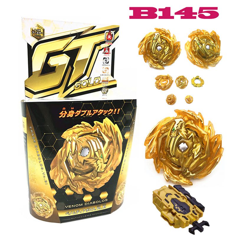 【Ready Stock】Gold Beyblade Burst GT-B145 B144 B142 B140 B139 B134 Spinning Top Random Wire Launcher Kids Toy