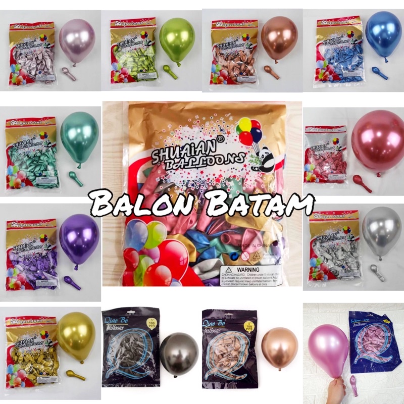 Grosir isi 100pcs balon Double Chrome 5inch