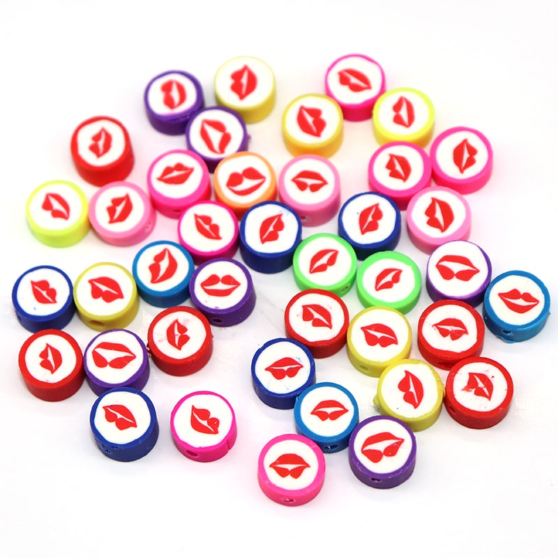 20pcs Manik-Manik Spacer Polymer Clay Bentuk Buah Warna Campur Ukuran 10mm