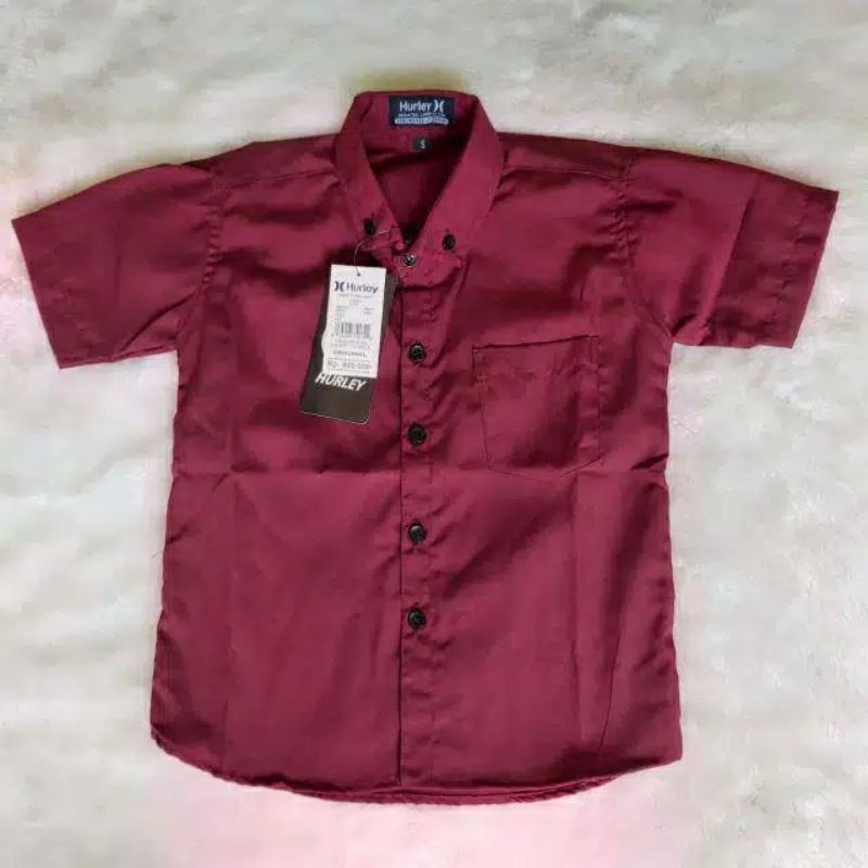 Kemeja anak premium maroon stripe koleksi Bronkis Junior