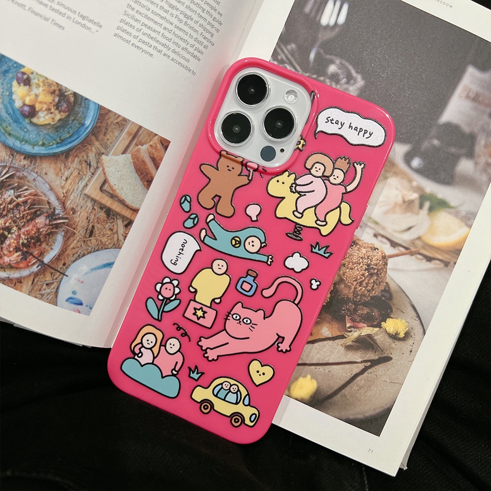 IPHONE Kartun Doodle Rose Red Jelly Soft Case Pelindung Untuk Iphone7 8 PLUS X XR XS 11 12 13 14 MINI PRO MAX SE 2020 Cute Covers