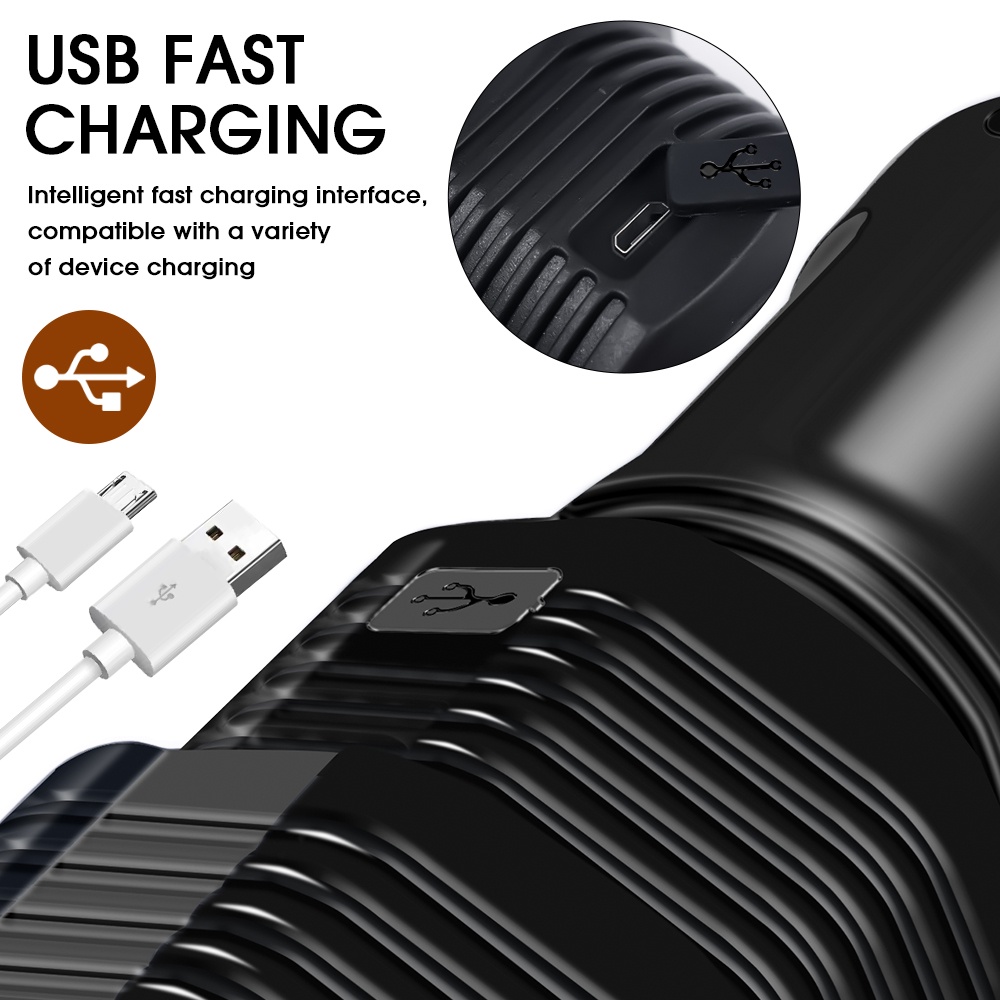 Lampu Senter 12 LED COB High Power Adjustable Tahan Lama Dengan Port Charger USB